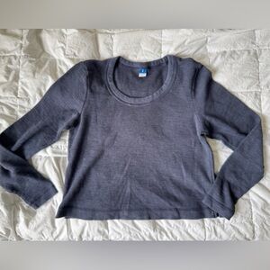 Old Navy Gray Waffle Knit Top